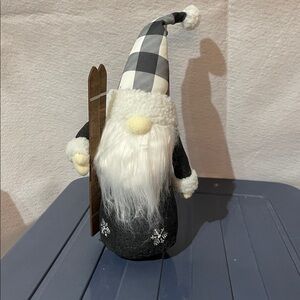 Holiday Sking Gnome with Black and White Hat
